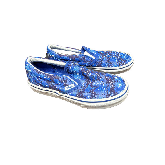 VANS Galactic Glow Classic Slip Ons US KIDS 3.0 Blue Black Space Theme Shoes - Picture 1 of 5